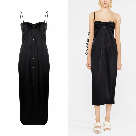 NANUSHKA Doris Midi Slip Dress Black Sarong Style - Picture 4 of 9